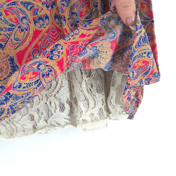 Miss Me Y2K Whimsi Boho Bright Geometric Romantic Crochet Bead Lace Lined Tank S - Picture 9 of 16